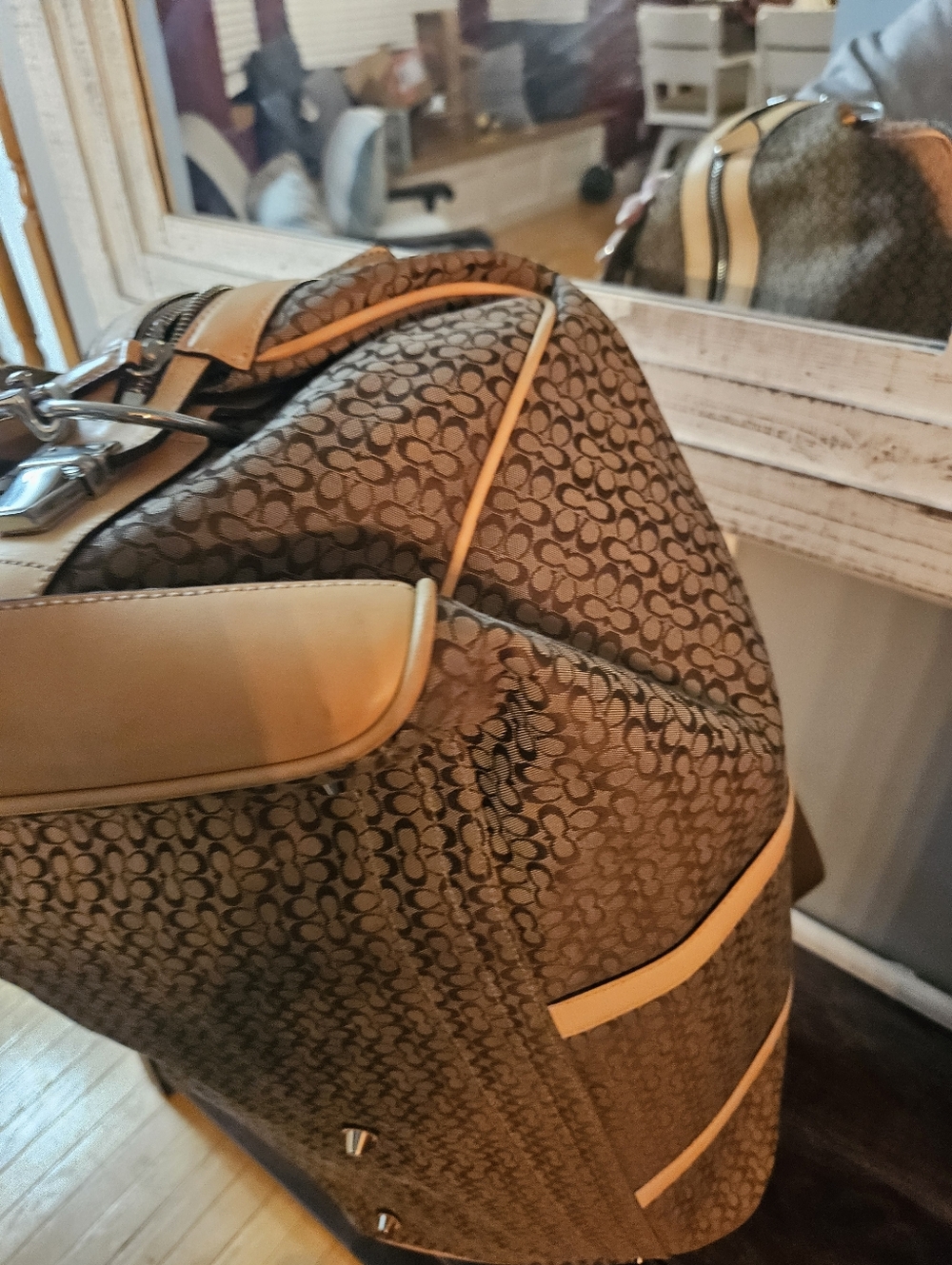 Coach Tan Signature Canvas Weekender Bag - Picture 10 of 13